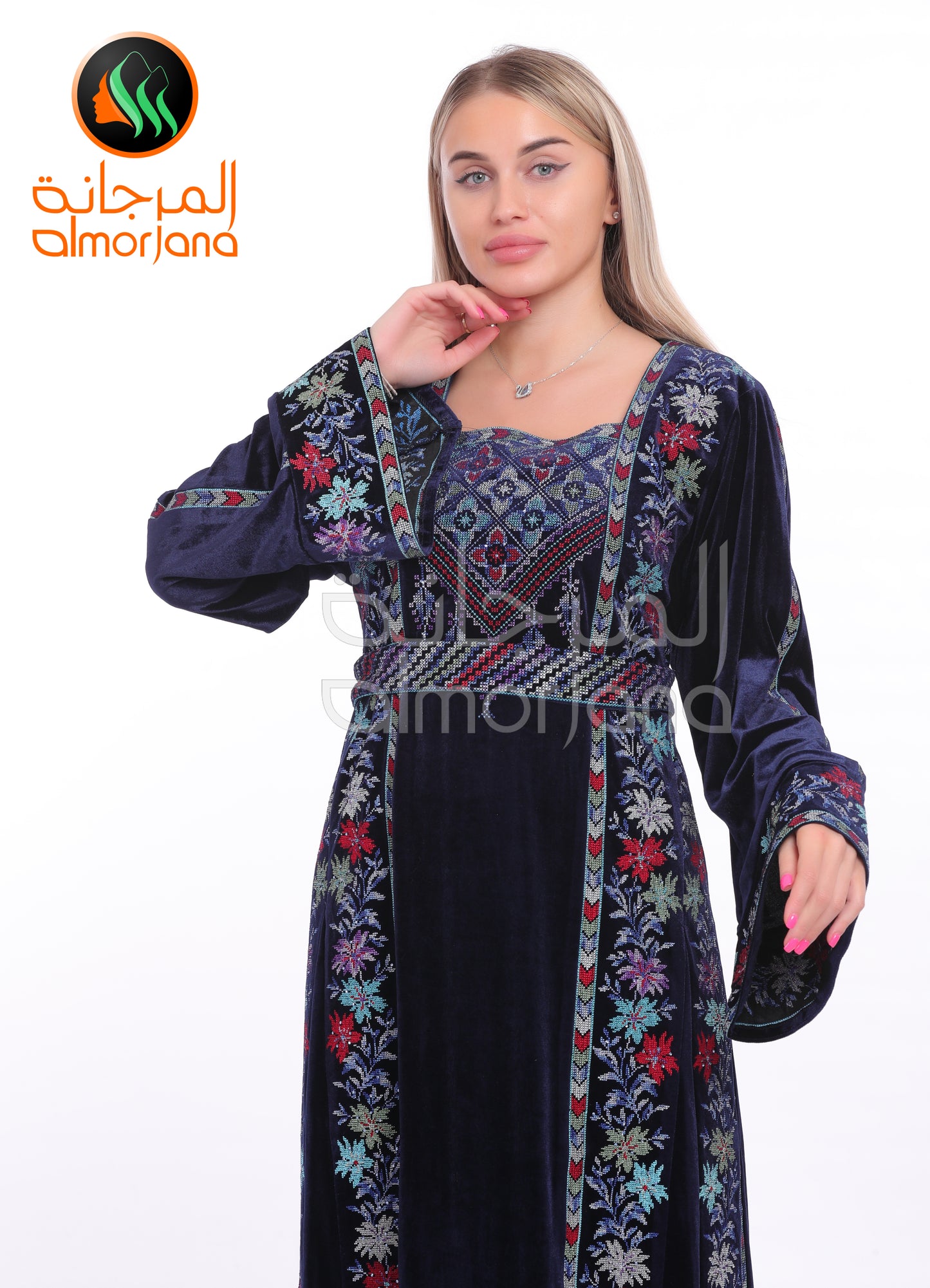 Velvet Almorjana Embroidered Dress , Traditional Dress , Thobe Falah