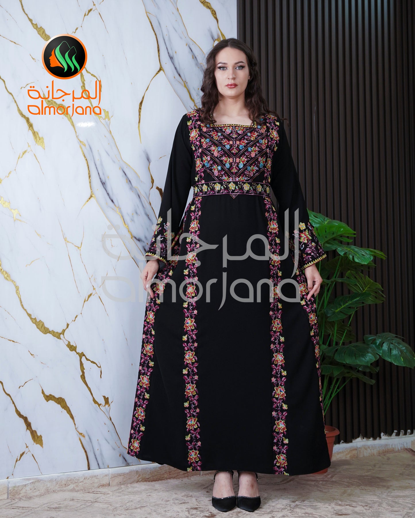 Yafa Design Dress Palestinian Embroidered Dress , Traditional Dress , Thobe Falahi Tatreez