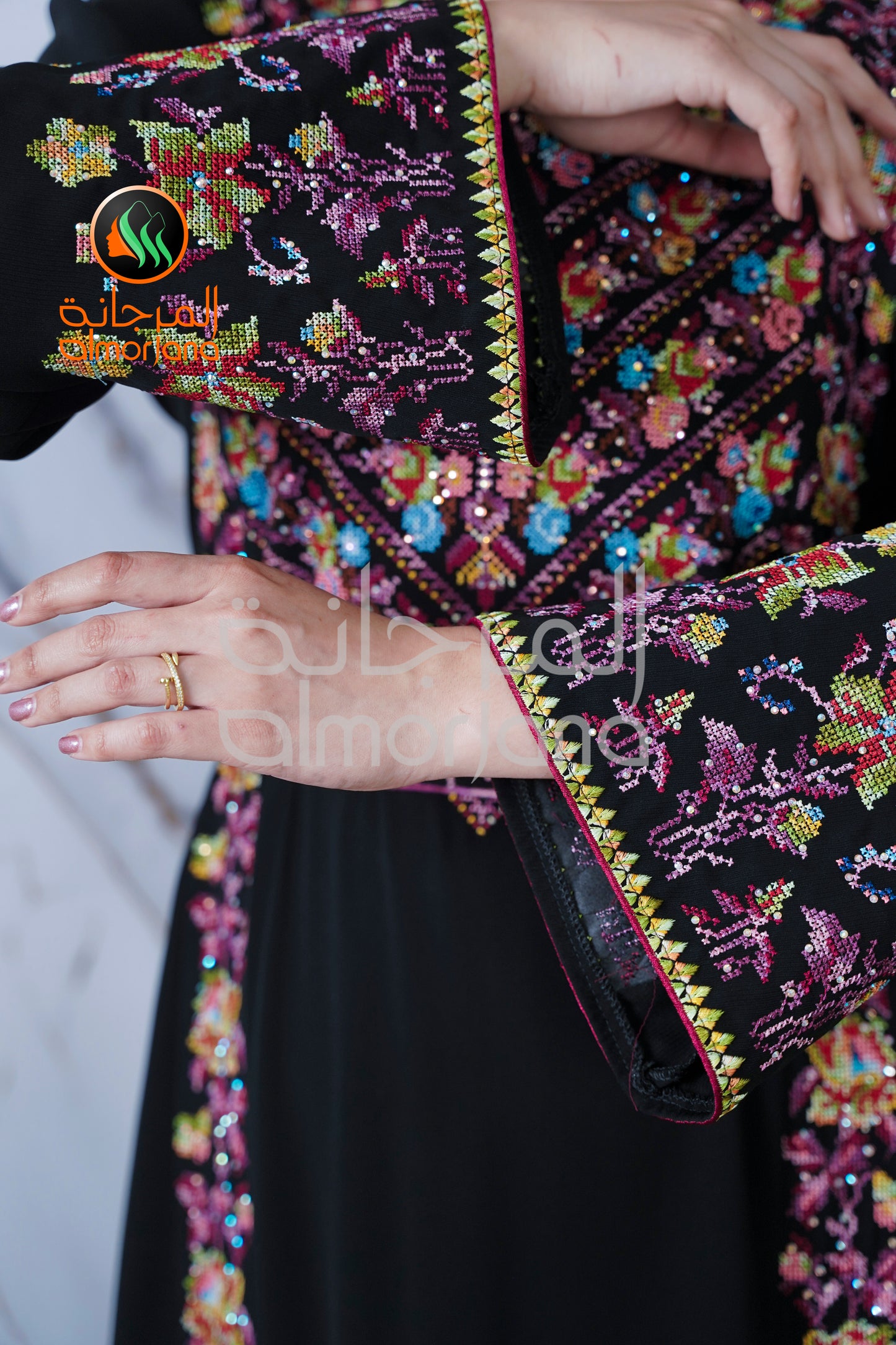 Yafa Design Dress Palestinian Embroidered Dress , Traditional Dress , Thobe Falahi Tatreez