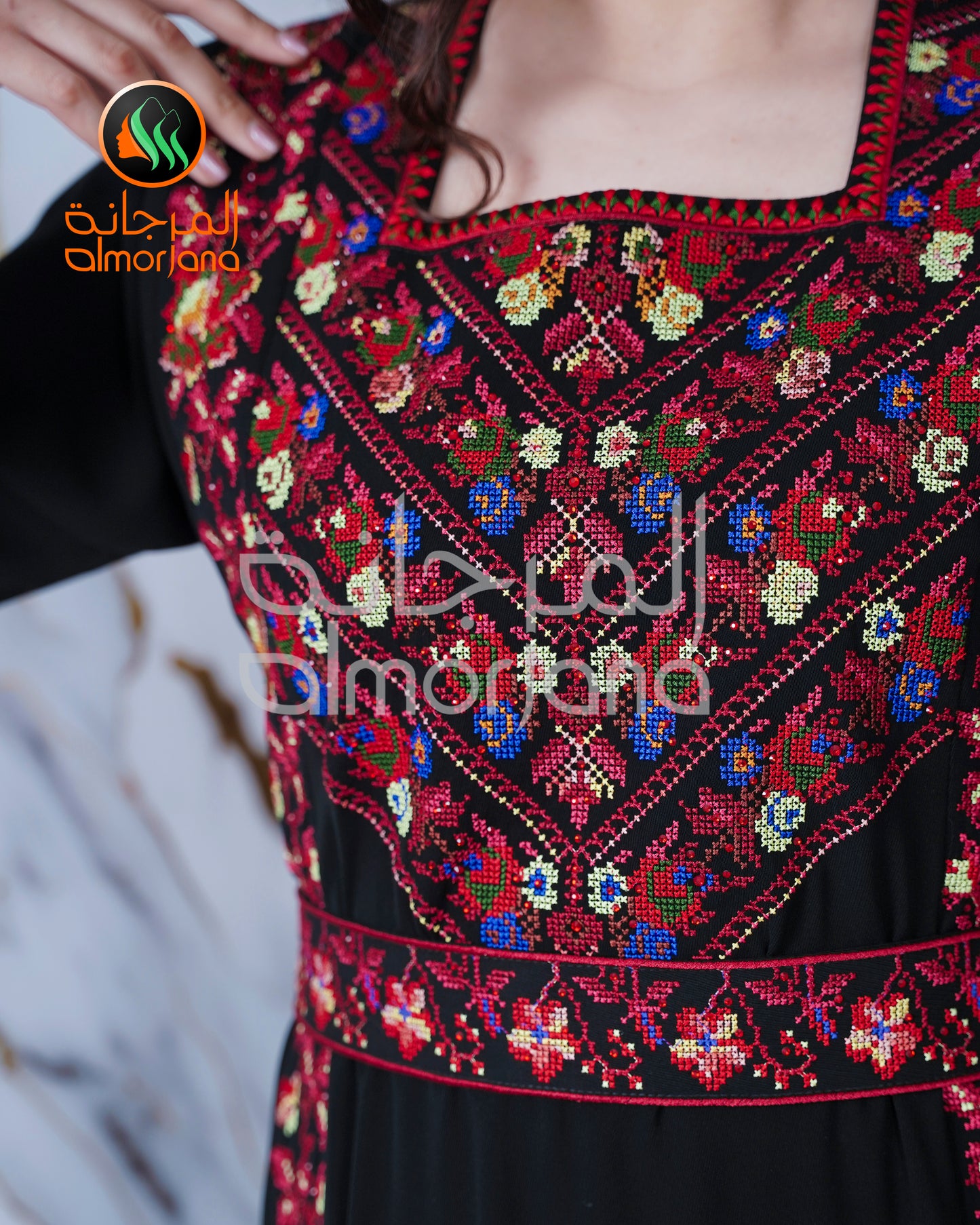 Yafa Design Dress Palestinian Embroidered Dress , Traditional Dress , Thobe Falahi Tatreez (Copy)