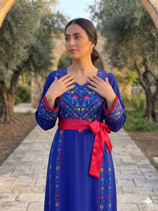 Nili 10 branch color Palestinian Embroidered Dress Traditional Dress