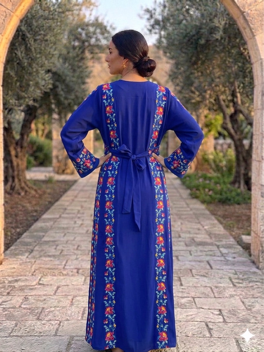 Yafa Nili color Design Dress Palestinian Embroidered Dress , Traditional Dress