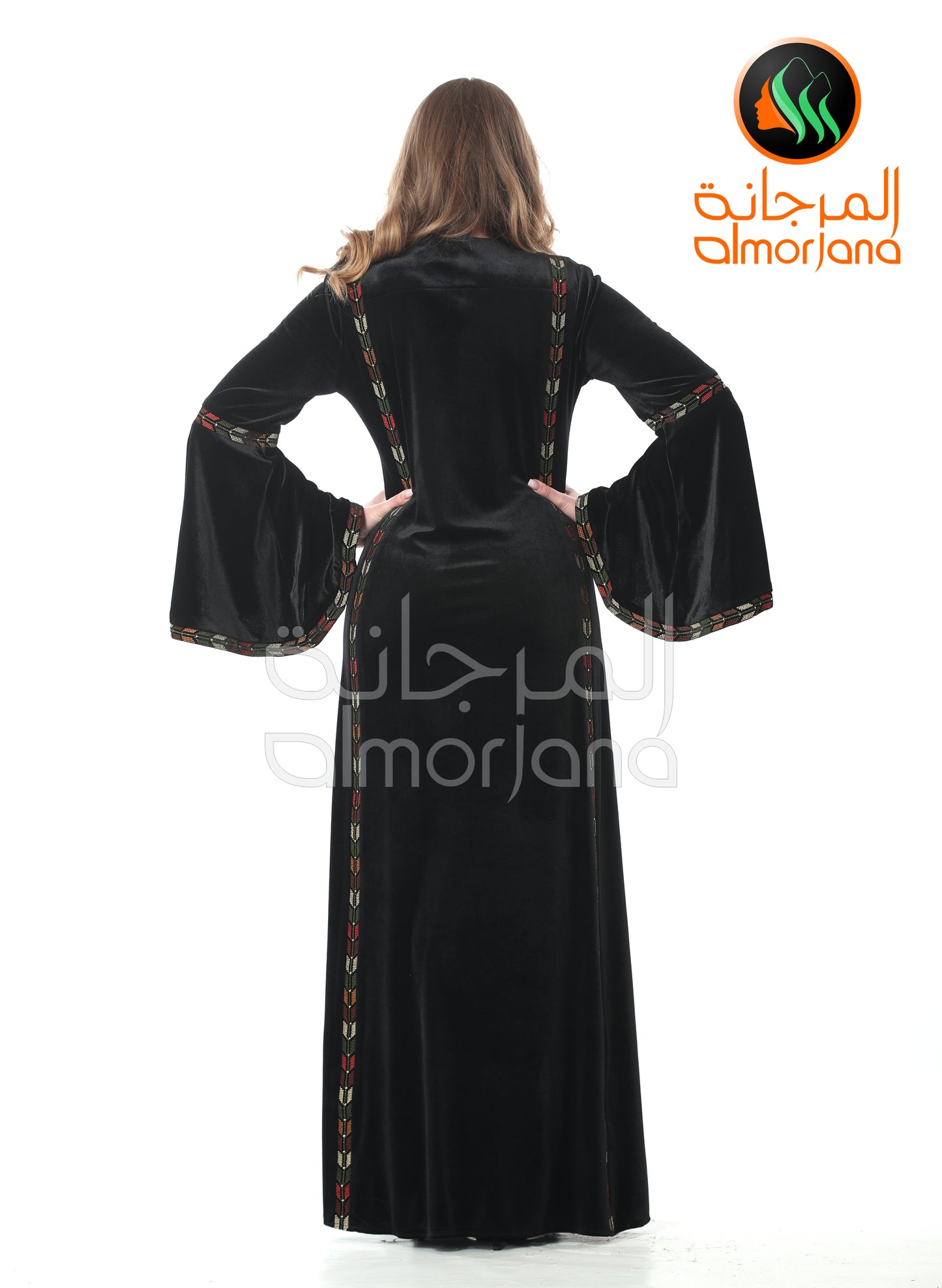 Black Velvet Almorjana Embroidered Dress , Traditional Dress , Thobe Falah