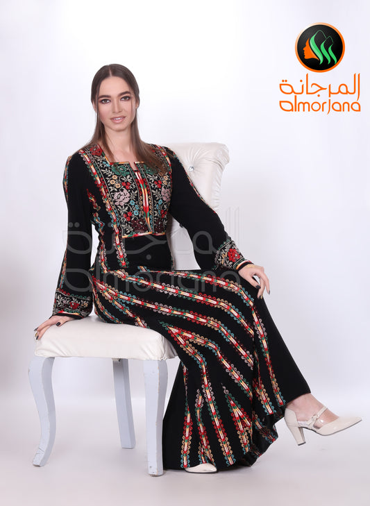 Manajel Dress Palestinian Embroidered Dress , Traditional Dress , Thobe Falahi Tatreez