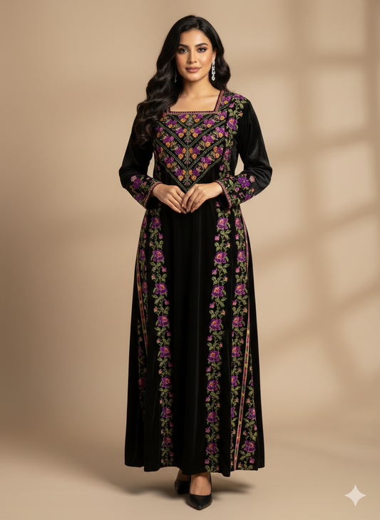 Yafa Design Dress Palestinian Embroidered Dress , Traditional Dress , Thobe Falahi Tatreez