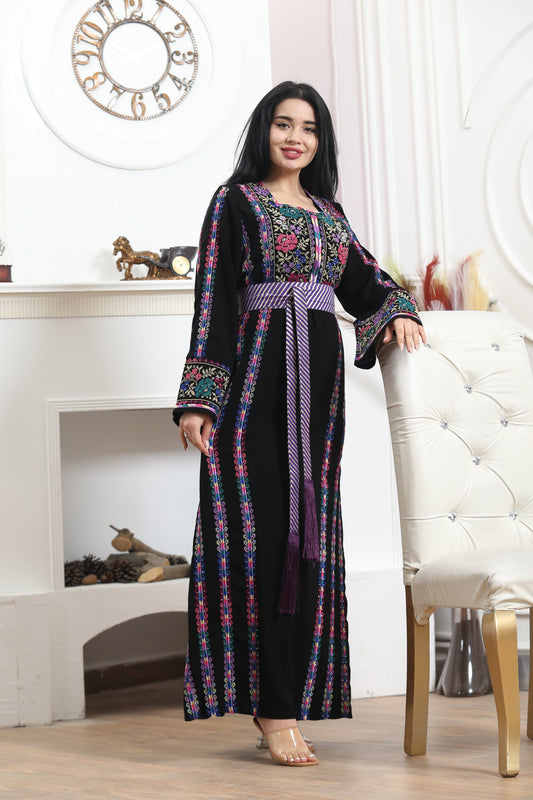 Manajel Dress Palestinian Embroidered Dress , Traditional Dress , Thobe Falahi Tatreez