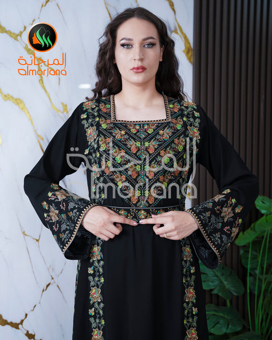 Manajel Dress Palestinian Embroidered Dress , Traditional Dress , Thobe Falahi Tatreez