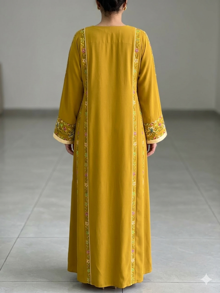 MERIGOLD 10 Branches Thobe Embroidered Dress , Traditional Dress , Thobe Falah