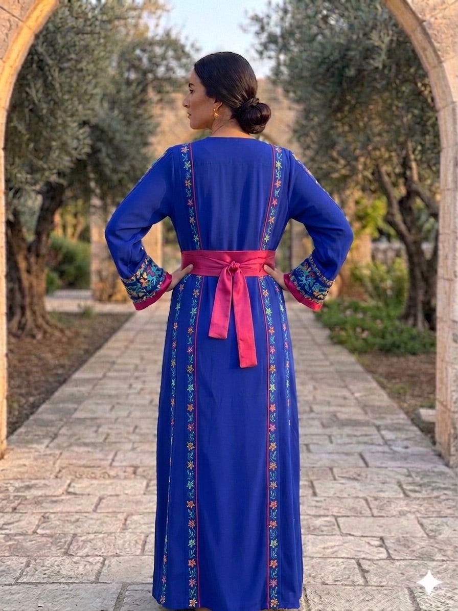Nili 10 branch color Palestinian Embroidered Dress  Traditional Dress