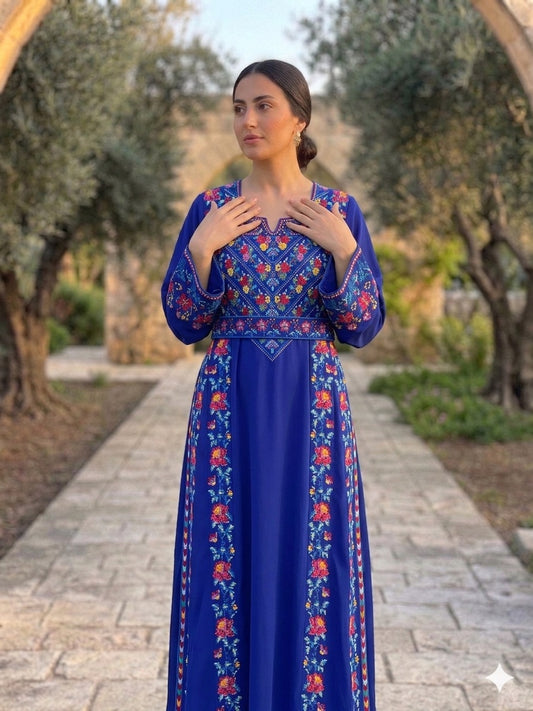 Yafa Nili color Design Dress Palestinian Embroidered Dress , Traditional Dress